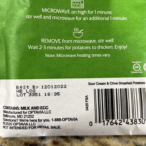Other Optavia Sour Cream Chive Potatoes 3 Pouches Poshmark